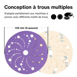 25 Stück Schleifscheiben 150 mm Körnung 220 Keramik Schleifscheibe Haken und Schnalle Exzenterschleifer Multi-Loch Haltbarkeit und Effizienz saubere Schleifscheibe für Holz, Metall, Kunststoff