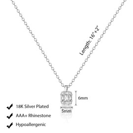 Luxval Silver Necklace for Women Dainty Sterling Silver Diamond Pendant Necklace Simple Cubic Zirconia Silver Chain Choker Necklaces for Women Trendy Fashion Silver Jewelry Gifts for Women