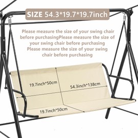 Qchengsan Patio Swing Seat Replacement Cover,Waterproof Porch Bench Swing Replacement for 3 Seat Outdoor Garden Swing Chair, 54.3 x 19.7 x 19.7 Inches