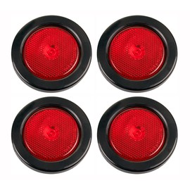 CONVEX 4pcs 2 1/2" LED Marker Clearance Light w/Reflex Reflector, Kit with 2-Prong Pigtail (PL10) & Grommet; Trailer Truck RV; Universal; Industry Standard DOT SAE Compliant (4 LEDs Red)
