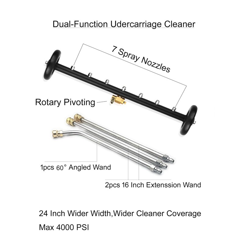 QCHENYI 2-in-1 24" Dual-Function Undercarriage Pressure Washer Cleaner, Surface Cleaner