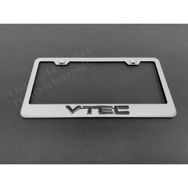 License Plate Frame Shop 1xVTEC 3D Emblem STAINLESS STEEL License Plate Frame RUST FREE + Screw Cap (BLK)