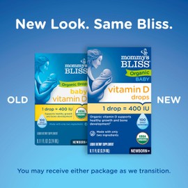 Mommy's Bliss Mommy's Bliss Organic Baby Vitamin D Drops | Promotes Healthy Growth and Bone Development | Age Newborn+ | 0.11 Fl Oz (100 Servings) | Pack of 2