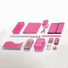 Enday Pencil Box Pink, Large Capacity Plastic Double Deck Box