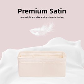 DGAZ Purse Organizer Silky Smooth Fits Birkin 20/25/30/35/40/45/50 Bags,Silk,Luxury Handbag Tote in Bag Shapers, Women(Craie color,BK35)