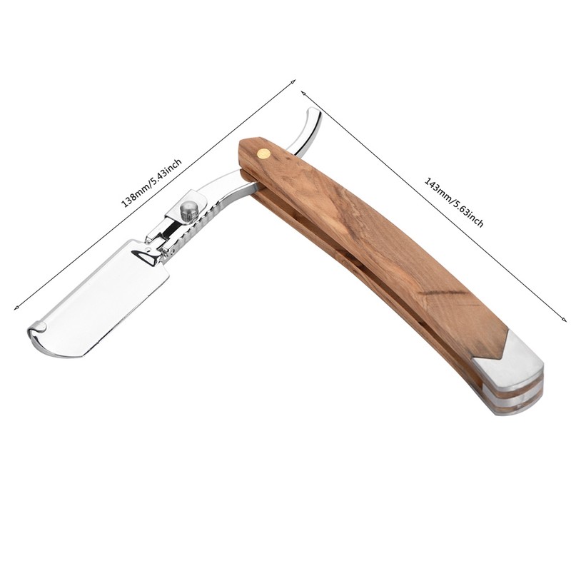 Retro Wood Handle 10pcs Blade Head Shaving Razor Folding Shaver