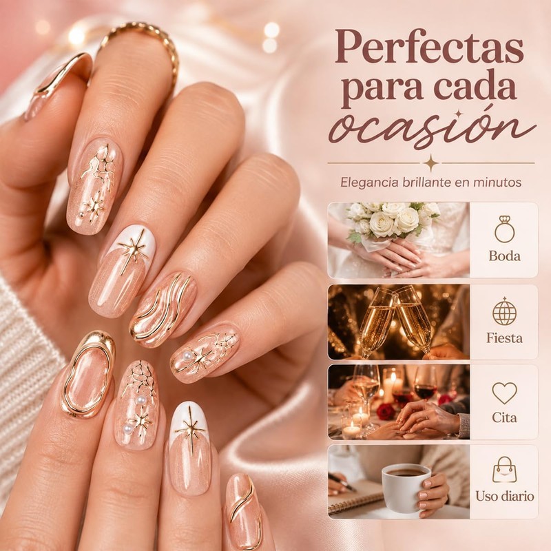 30 Uñas Press on Set de Uñas Postizas Ojo de