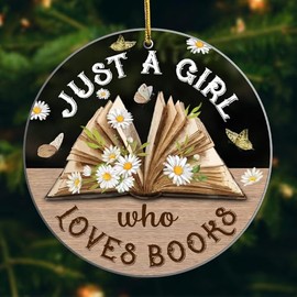 Book Christmas Ornament for Book Lover Gifts for Granddaughter Daughter Christmas Birthday Gifts for Reader Gifts for Best Friend Bestie Book Club Gifts for Reading Lover Hanging Ornament