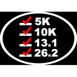 Minglewood Trading Runner's List 6.5" x 4.5" Vinyl Decal Sticker - 5K 10K Half Marathon 13.1 26.2 Run Running - White w/Red