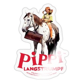 Spreadshirt Pippi Langstrumpf Reitet Auf Kleiner Uncle Sticker Max. 10 x 10 cm 10 x 10 cm Glossy Transparent