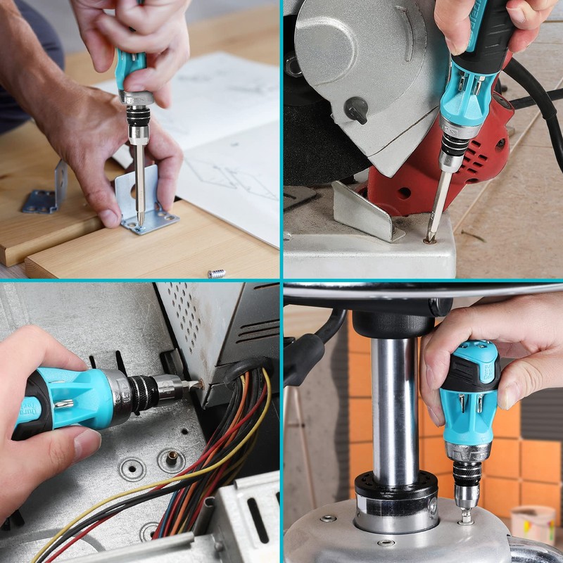 DURATECH 2PCs Ratcheting Screwdriver Set, 12-in-1 Multi-bit Standard/Stubby Screw Driver