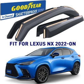 Goodyear Shatterproof Window Deflectors for Lexus NX 2022-2025, Tape-on Rain Guards, Window Visors, Vent Deflector Visor, Car Accessories, 4 pcs. - GY008093