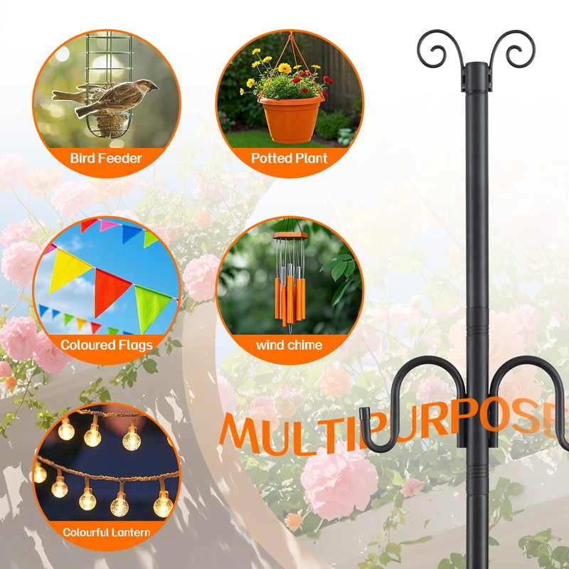 String Light Poles Outdoor with Hook, 8.3ft Lighting Pole for
