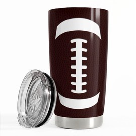 SANDJEST Football Tumbler Cup 20oz Stainless Steel Insulated Travel Mug Tumblers Cup Football Gifts for Coaches Women Men Gifts for Birthday Christmas