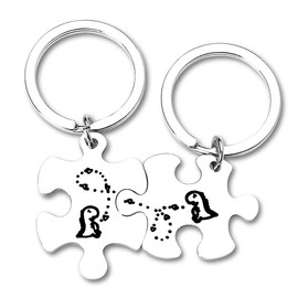 Dinosaur Keychains for Couples Gifts for Boyfriend Husband Anniversary Birthday Gift from Wife Girlfriend Gf Christmas Valentines Day Gifts for Dinosaur Lover Matching Puzzle Keychain for Best Friend
