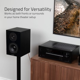 Fluance Elite High Definition 2-Way Bookshelf Surround Sound Speakers for 2-Channel Stereo Listening or Home Theater System - Black Ash/Pair (SX6-BK)