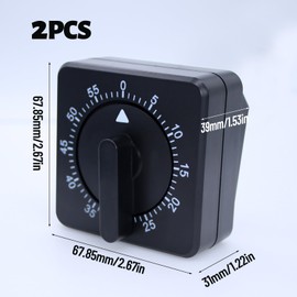 RUNYU 2 Stück Mechanischer Küchentimer, Kurzzeitmesser, 60 Minuten Countdown Timer mit Lauter Alarm, Küchenwecker, Kurzzeitwecker Küche, Eieruhren für Haushalt Küche Kochen Backen