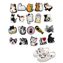TPZORJX Pack of 20 Shoe Badges, Shoe Charms, PVC for Crocs Badges, Shoe Charms, Caricature Cat Paw Bones for Children, Adults, Clog, Shoe Decoration, DIY Gift