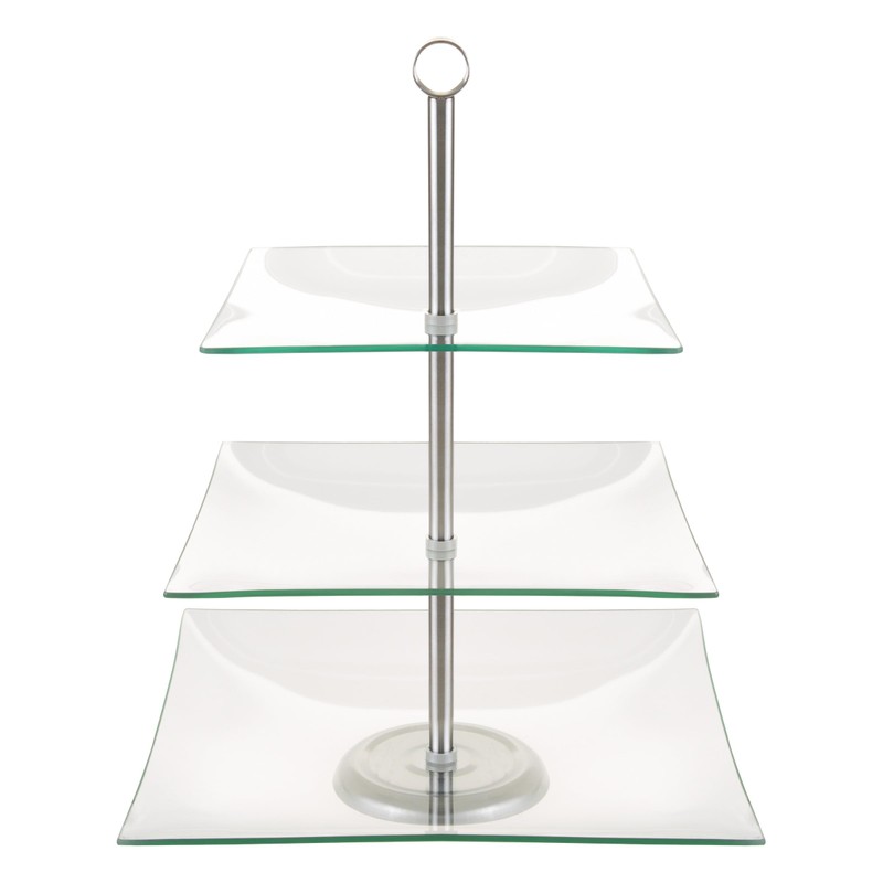 Home Dess Chef Buddy Three Tier Square Glass Buffet and