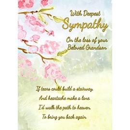 Sympathy Bereavement Card (with Deepest Sympathy, Beloved Grandson)