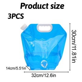EujRcf 3 Pack Collapsible Water Containers with Tap, Water Container, 5L Portable Carrier Water Bags for Outdoor Sports, Hiking, Camping Picnic, Travel BBQ, Fishing (Blue)