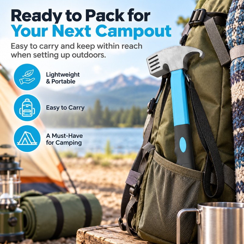 Camping Tent Hammer with Nail Puller – High Carbon Steel