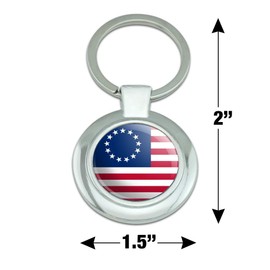 GRAPHICS & MORE Betsy Ross 1776 American Flag Keychain Classy Round Chrome Plated Metal