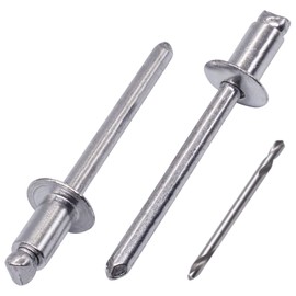 SKIR'CO (Pack of 100) Aluminium Blind Rivets 4.8 x 8 mm, Aluminium Mandrel, Pop Rivets, Dome Head, One Drill Included