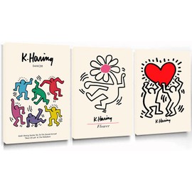 Dancing Flower Posters Street Art Prints Love Painting Art Pictures Exhibition Poster Pop Art Prints for Office Living Room 12x16inch*3 Unframed(B, 12 * 16inch*3 Unframed)