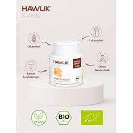 HAWLIK Vital Mushrooms Polyporus Extract Capsules - 60 Capsules - With Vitamin C - Natural Cultivation - Vegan - Sugar Cane Tin