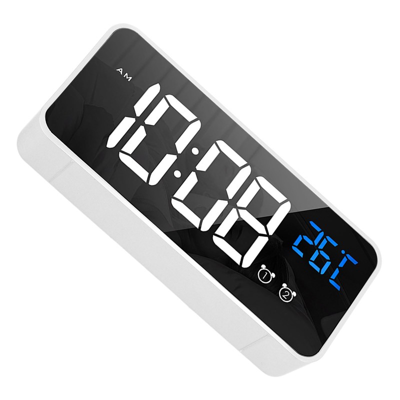 Mirror LED Alarm Clock Two Sets of Alarm Rechargeable Voice