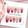 30Pcs Flower Press on Nails Long Almond Fake Nails Summer