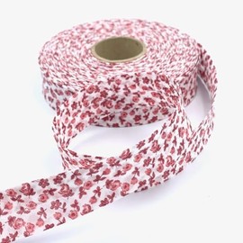 Craft Cult 25mm Wide Floral Flowers Printed Pattern Bias Binding Tape - 25 Metre Roll (67 - Rose Pink)