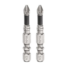 HARFINGTON 2pcs Phillips Screwdriver Bit PH2 Serrated Tip 1/4" Hex Shank 2" (50mm) Long Impact Magnetic Anti Slip Cross Screw Driver Industrial Power Drill Bits for Remove Fastening Screws