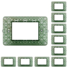 CILIA Compatible with Vimar Plana, Bracket for Box 502 503 504 507, Plastic Brackets for Switches and Sockets, Bracket 2/3/4/7 Modules (10 Pack Green, 3 Module)