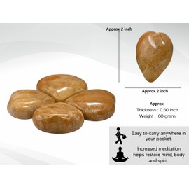 Amazing Gemstone Yellow Jasper Crystal Heart Palm Stone - Pocket Massage Worry Stone for Natural Body Chakra Balancing, Reiki Healing and Crystal Grid