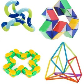 Star Magic Sensory Fidget Toys Set - 4 Pcs Stress Reducer Anxiety Relief Toys for Focus & Calm Great for Learning and Education Including An Original Tangle Jr.