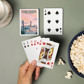 Lantern Press Stone Harbor, New Jersey, Lithograph, Salt Air, No Cares, Hammock on Beach (52 Playing Cards, Poker Size Card Deck with Jokers)