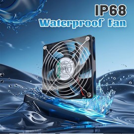 SOTOP 120mm x 25mm Waterproof Fan with Speed Controller, IP68 12V Computer Fan with AC Plug, 110V 120V 220V AC Powered Ventilation Exhaust Fans for Receiver Terrarium Biltong Box Grow Tent Cabinet