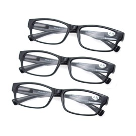 MODFANS a Set of Reading Glasses(3 Black) with Spring Hinges Arms Vintage Retro Comfort for Men and Women