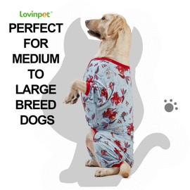 LovinPet Giant Big Dog Pajamas, Rabbit And Wild Horse Print, Lightweight Stretchy Pullover Dog Jammies, Full Coverage Large Breed Dog Onesie, Pet Pj's/Medium