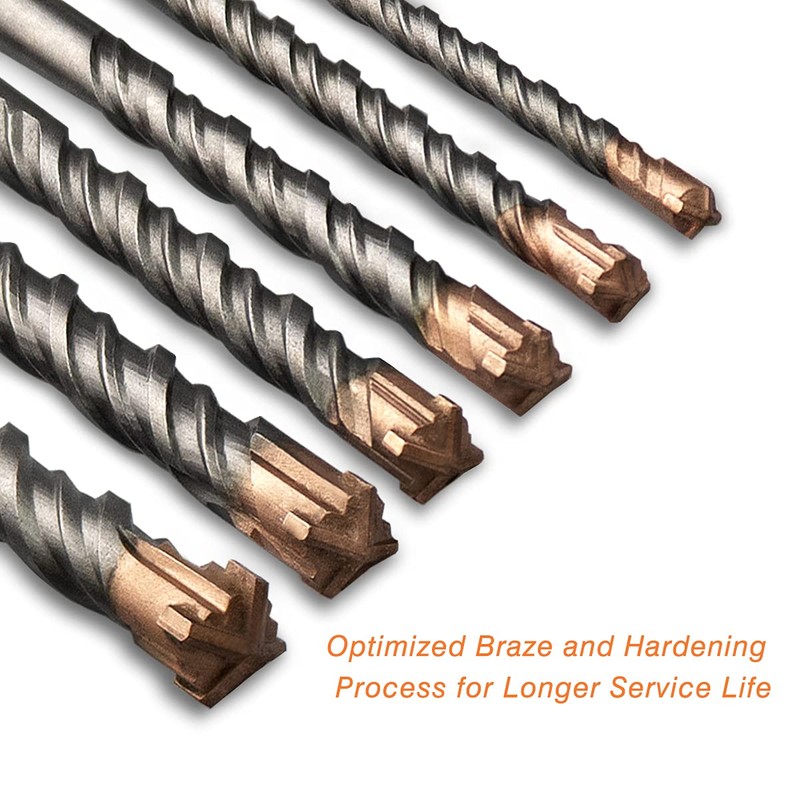 Meccion SDS Plus Hammer Drill Bits Professional Tungsten Cross Tip