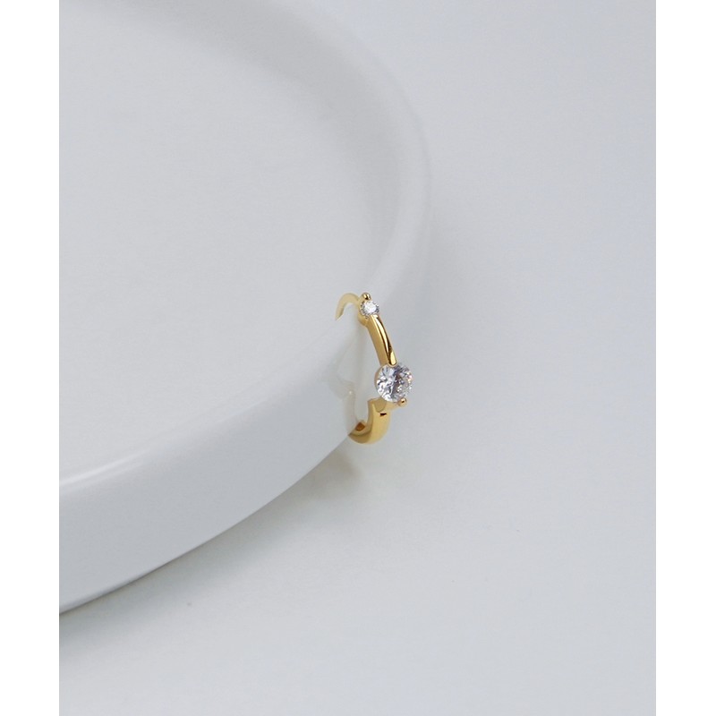 Gold&Deer 14K GF Double Cubic Mini One-Touch Ring Earrings Yellow
