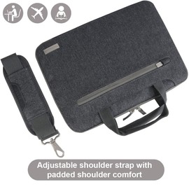 TECHGEAR Case for 12.8" - 13.3" Laptops, Portable Multi-function Laptop Case with Adjustable Shoulder Strap, Luggage Strap & Suppressible Handles, Portable Sleeve Organiser Case Cover + Pockets GREY