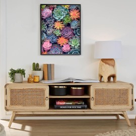 Succulent Paint by Numbers Framed Canvas for Adults with Wooden Easel,Adult Paint by Number Kits on Canvas Framed,Paint by Number Adult,DIY Acrylic Number Painting Kits for Home Wall Decor12x16inch