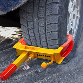 Safstar Universal Wheel Lock Clamp, Heavy Duty Security Trailer Wheel Lock with 3 Keys, Adjustable Anti Theft Lock Fit Most Vehicles Max 11.8" Tire SUV Boat Motorcycle Golf Cart Tire Lock (1 Pack)