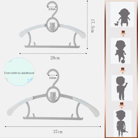WJWSKI Baby Nursery Closet Hangers, Ultra-thin Non-slip Laundry Infant Pant Hangers for Newborn Clothes - 20pcs White Gift - Adjustable Children Coat Hanger for Girl Boy Toddler Kids Child (grey)