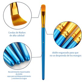 Timotech Pinceles para Pintura Acrílica, Juego de 20 Piezas de Pinceles para Acuarela, Óleo y Manualidades, Brochas para Pintar en Lienzo, Roca, Cara y Cuerpo, Ideal para Niños y Artistas (Azul)