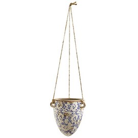 Nearly Natural 2ft. Tuscan Hanging Ceramic Scroll Planter