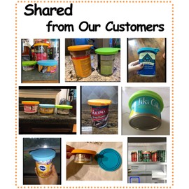 Comtim Pet Food Can Cover Silicone Can Lids for Dog and Cat Food(Universal Size,One fit 3 Standard Size Food Cans) (Blue/Orange)